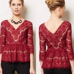 Anthropologie Maeve Lace Peplum Top